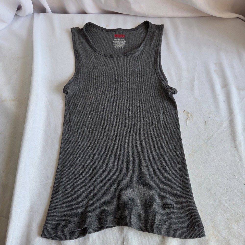 Levis Mens Ribbed Knit Tank Top Charcoal Gray Sleeveless Scoop Neck Size Medium